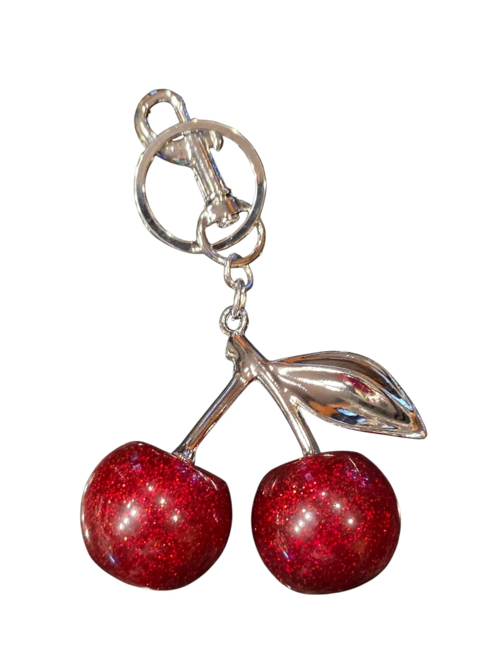 Fashion Jewelry Red Glitter Cherry Keychain Card Holder